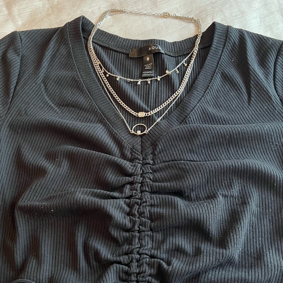 Aqua | drawstring roughed top - Picture 3 of 4